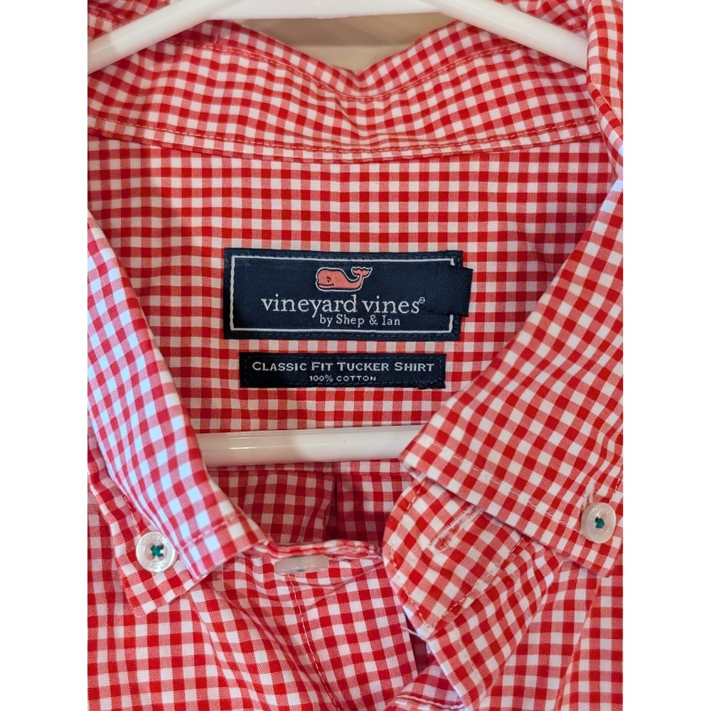 VINEYARD VINES Tucker Shirt Red Gingham XXL Button-Down Classic‎ Fit Cotton - Picture 3 of 3